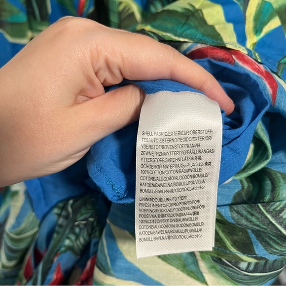 Farm Rio Dream Garden Tropical Puff Sleeve Beaded Tiered Midi Dress Small - Picture 12 of 13